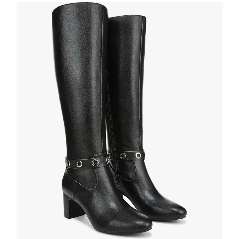 👢LifeStride Tansy Women's Knee-High Fashion Boot Black Size 8W - Block Heel👢
